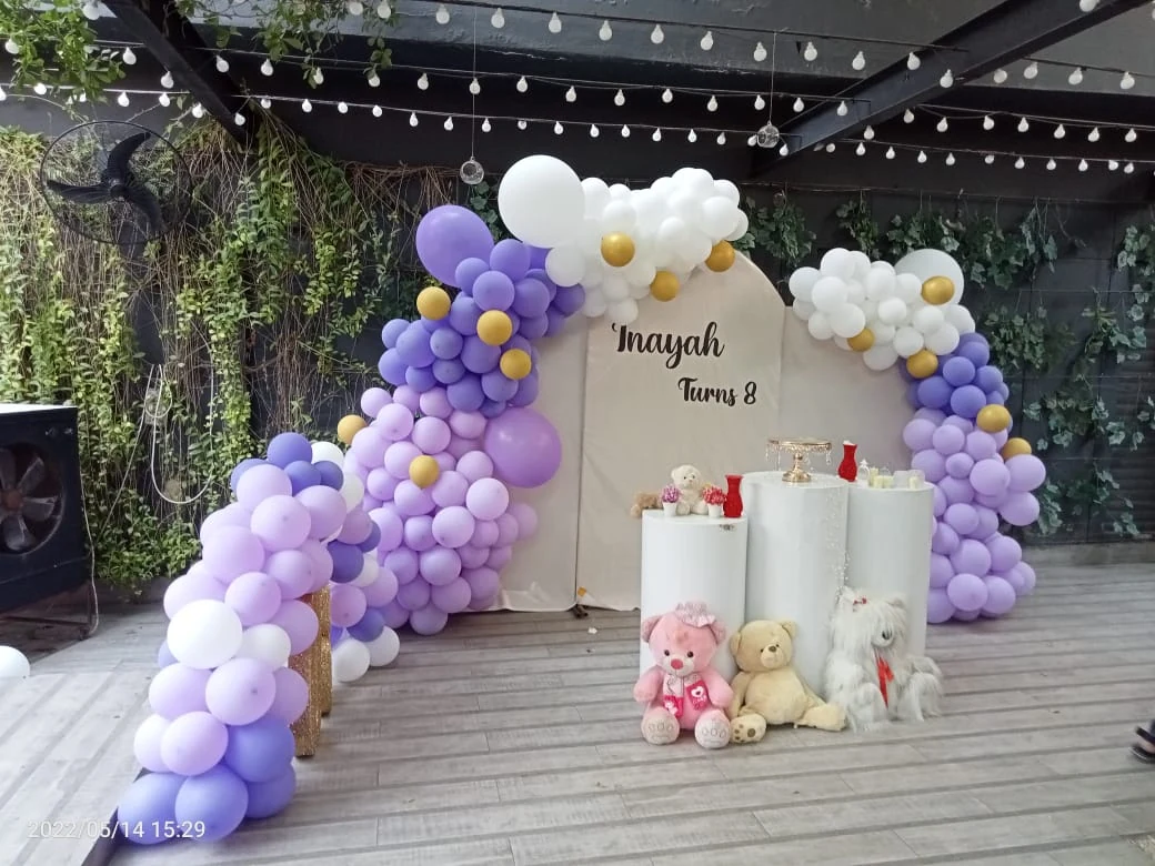 Elegant birthday event setup with themed decorations arranged for a celebration in Lahore