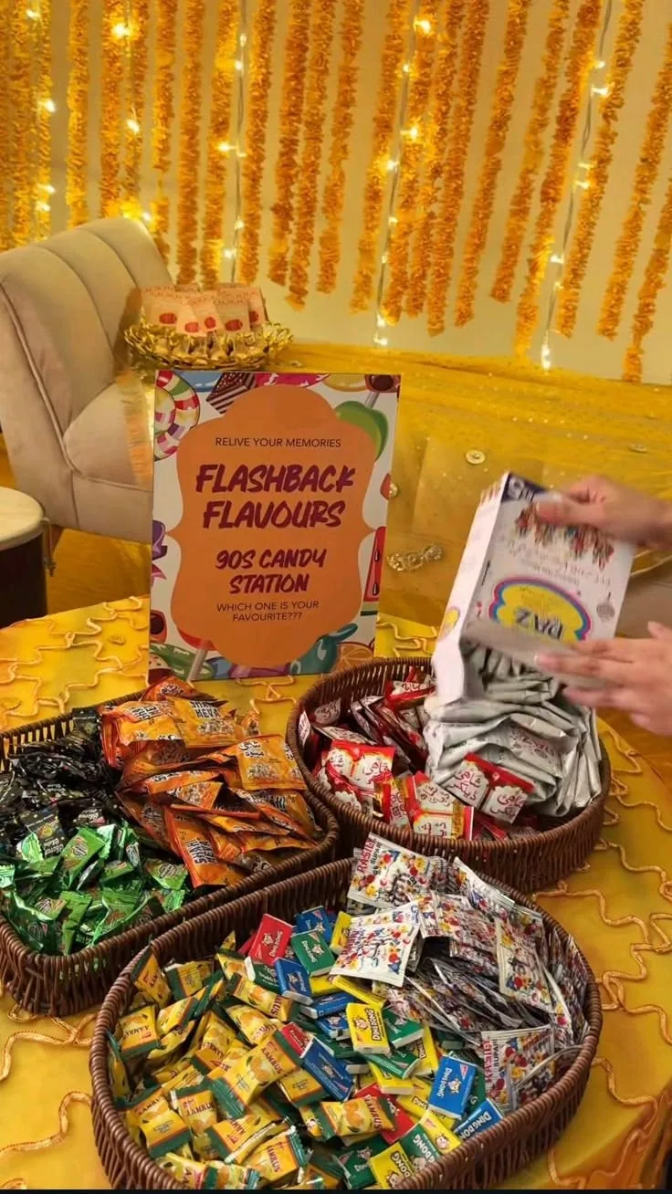 A welcoming snack station for a dholki celebration in Lahore
