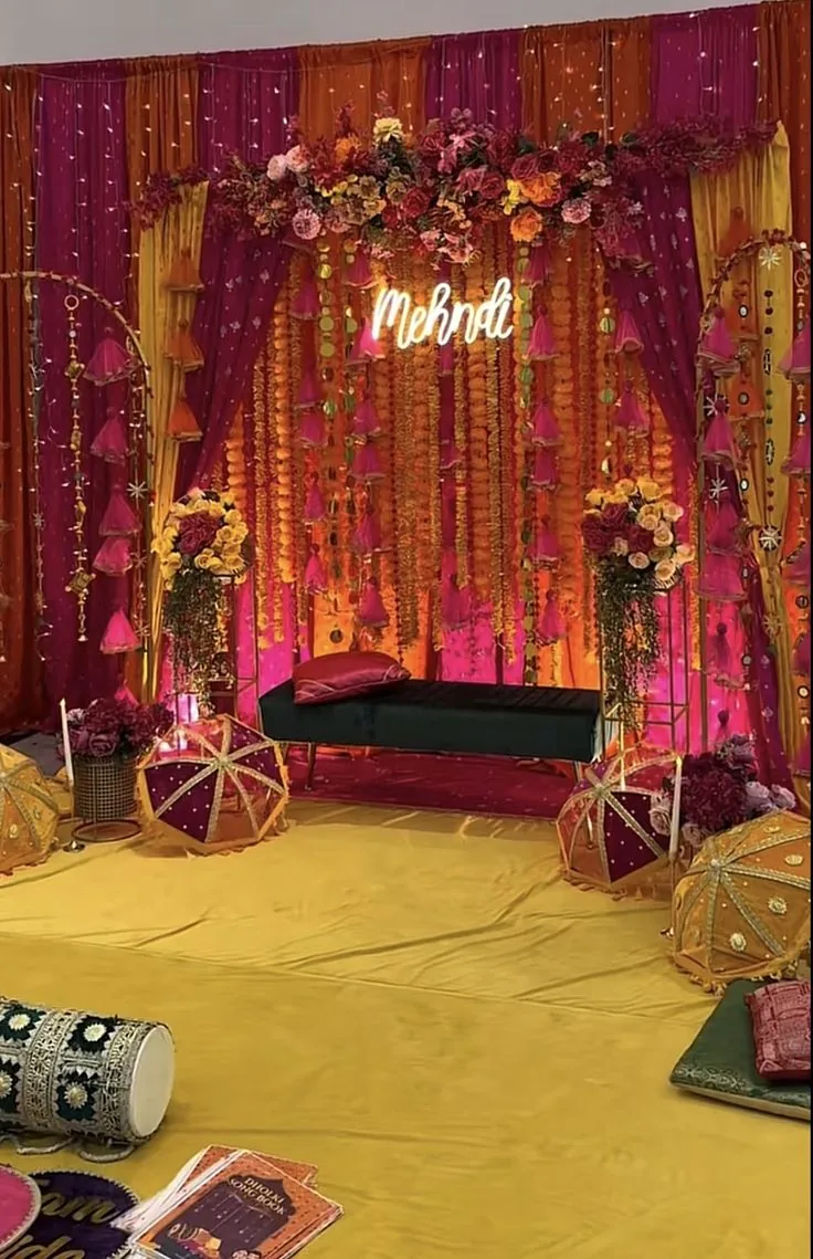 Marigolds & a statement swing for a dholki celebration in Lahore