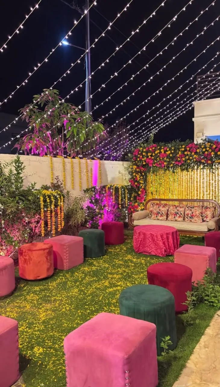 An evening under the lights for a dholki celebration in Lahore